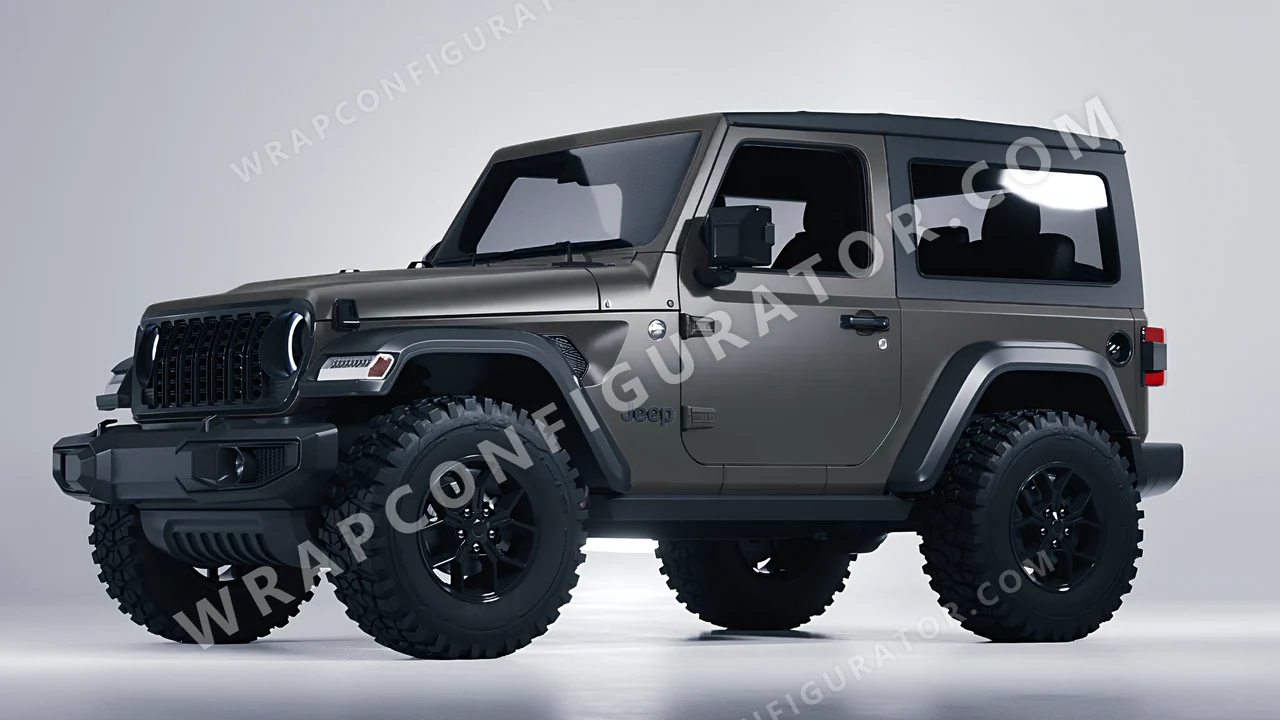 Grey Jeep Wrangler Willys 2024 wrapped in Colourshield PPF by HyperPro Ink Gray SMF49-P