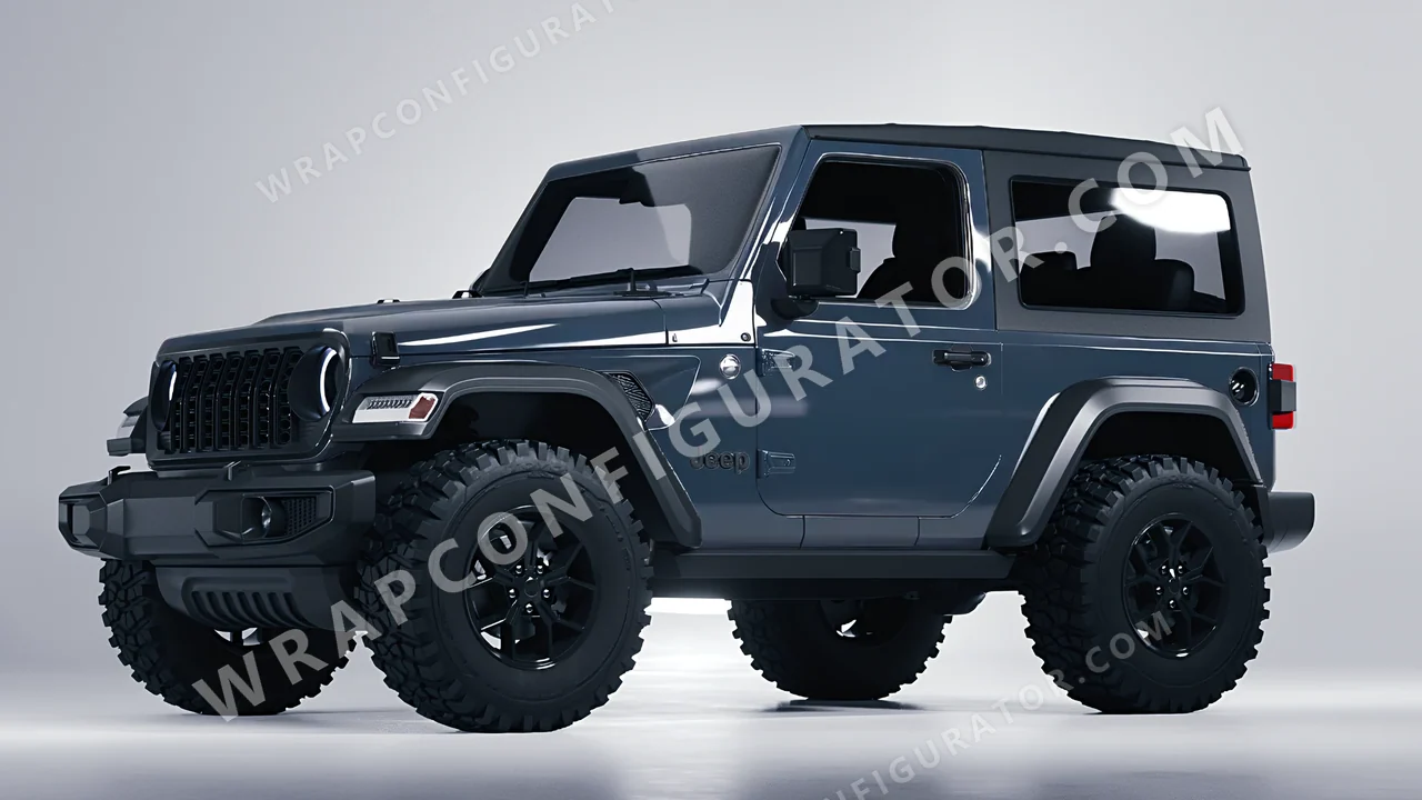 Grey Jeep Wrangler Willys 2024 wrapped in Inozetek Dynamic PPF Blue Graphite Grey DPPF927