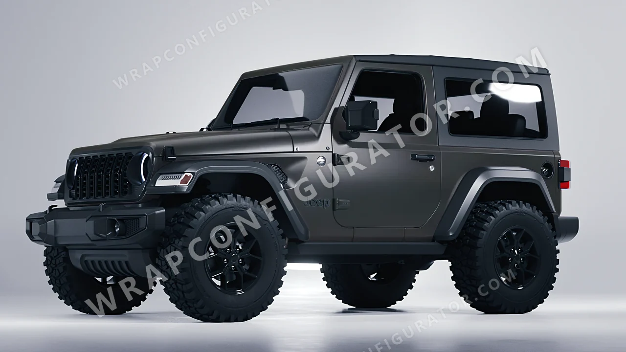 Grey Jeep Wrangler Willys 2024 wrapped in Inozetek Dynamic PPF Rock Grey DPPF802