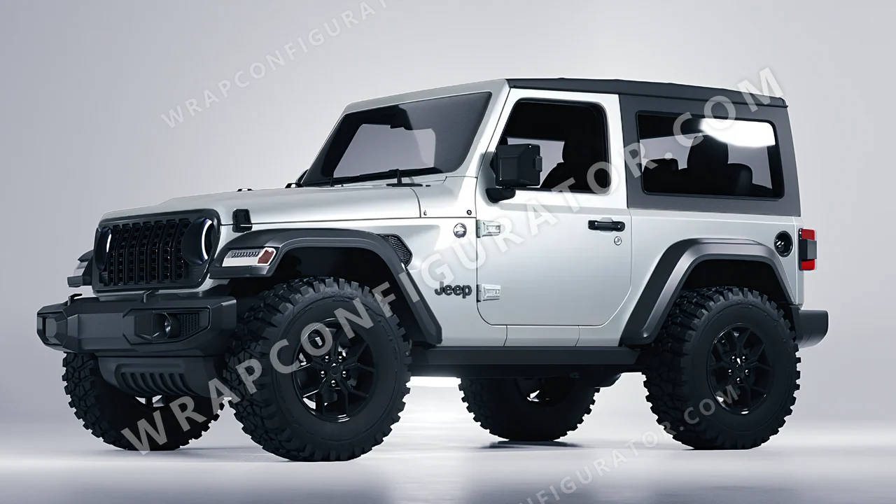 Grey Jeep Wrangler Willys 2024 wrapped in Inozetek Dynamic PPF Silver DPPF803