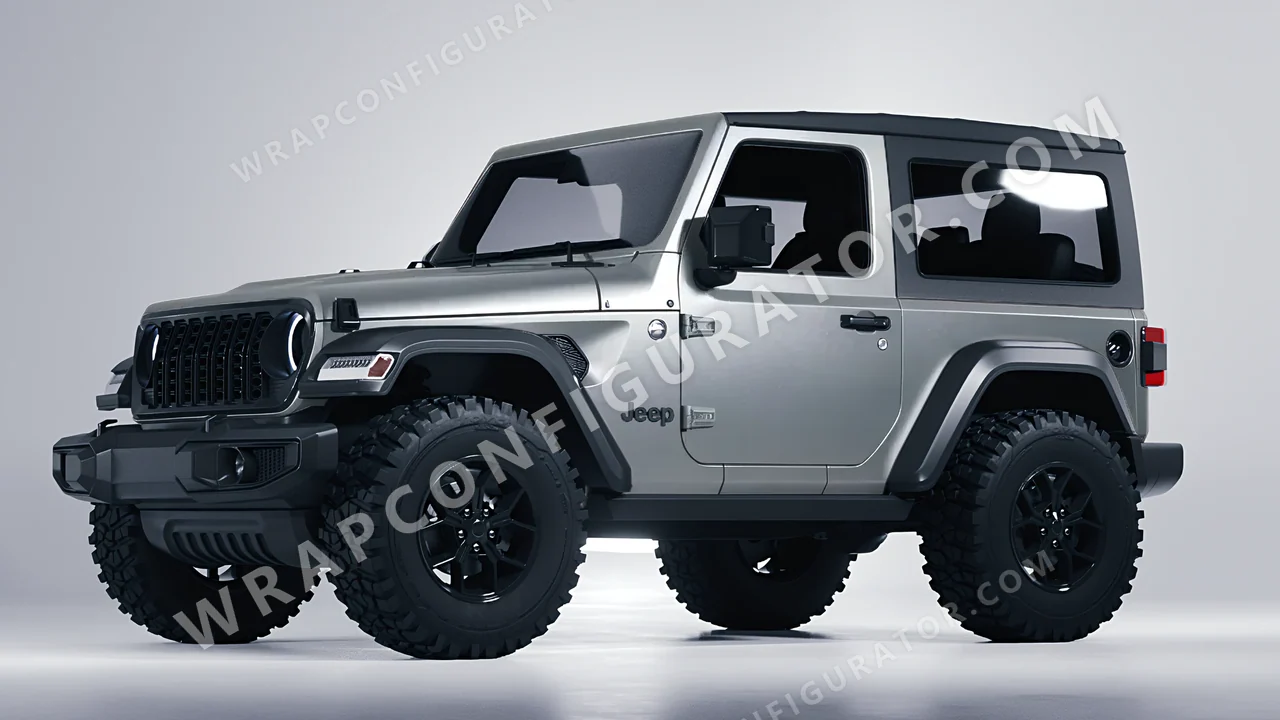Grey Jeep Wrangler Willys 2024 wrapped in Inozetek Dynamic PPF Silver DPPF808