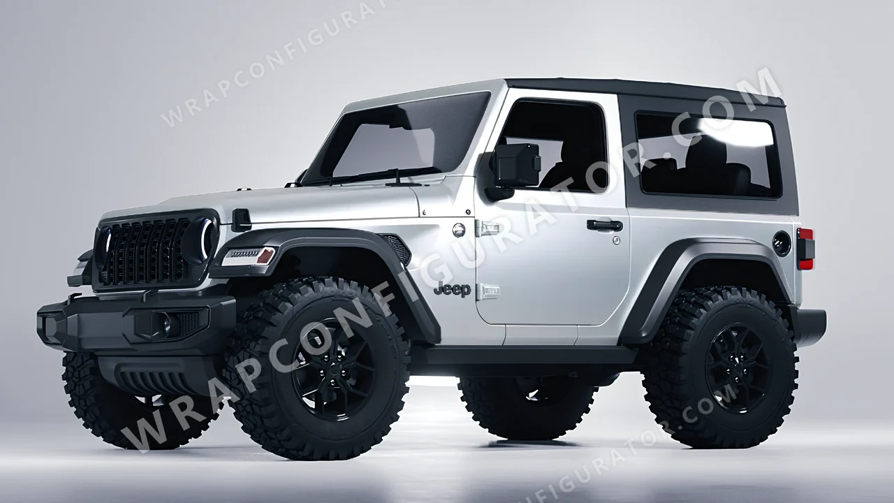 Grey Jeep Wrangler Willys 2024 wrapped in Inozetek Dynamic PPF Star Silver DPPF805
