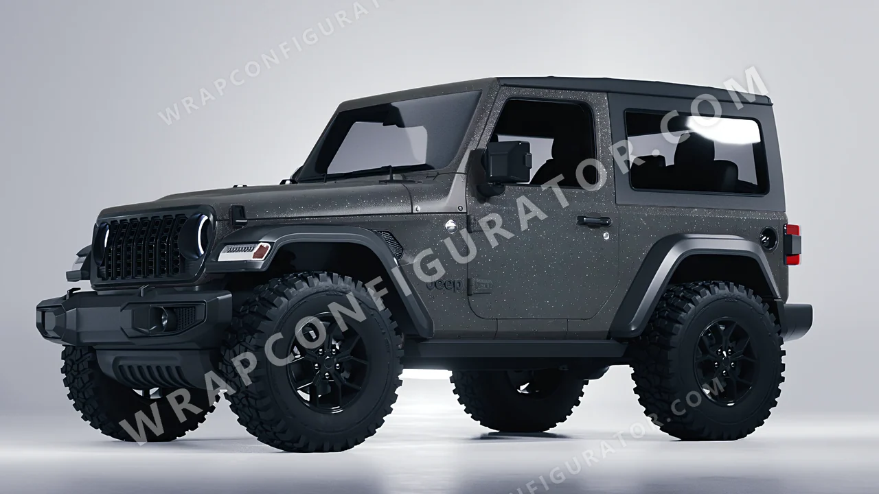 Grey Jeep Wrangler Willys 2024 wrapped in KPMF Dark Grey Matt K89015