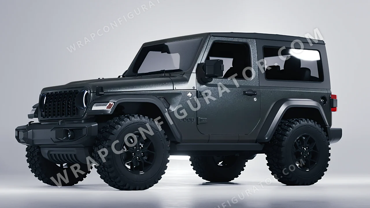Grey Jeep Wrangler Willys 2024 wrapped in KPMF Matt Anthracite K75320