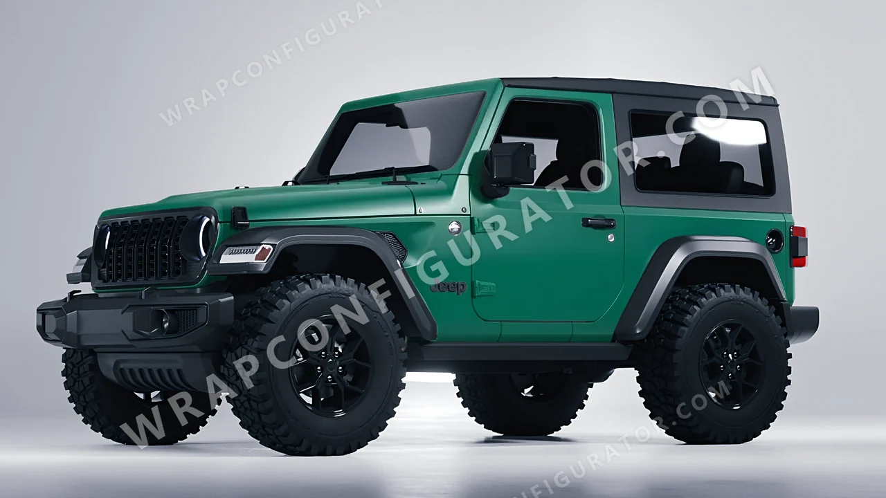 Grey Jeep Wrangler Willys 2024 wrapped in KPMF Matt Iced Green Titanium K75507