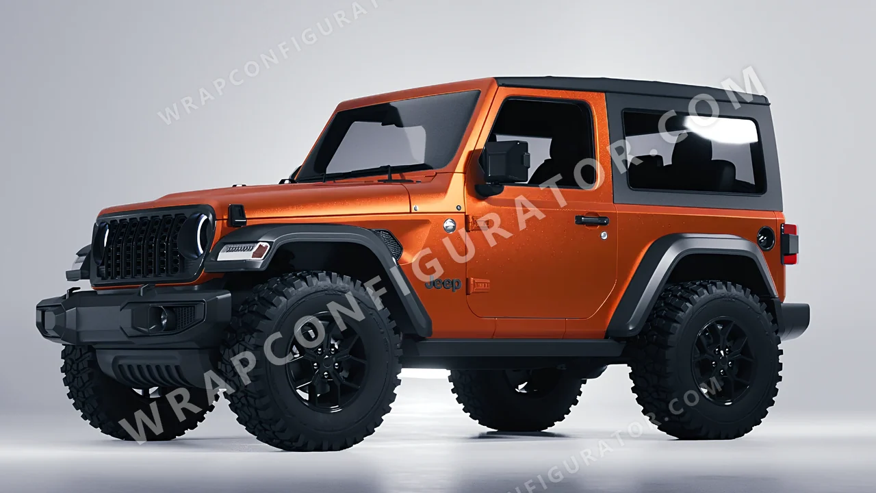 Grey Jeep Wrangler Willys 2024 wrapped in KPMF Matt Iced Orange Titanium K75502