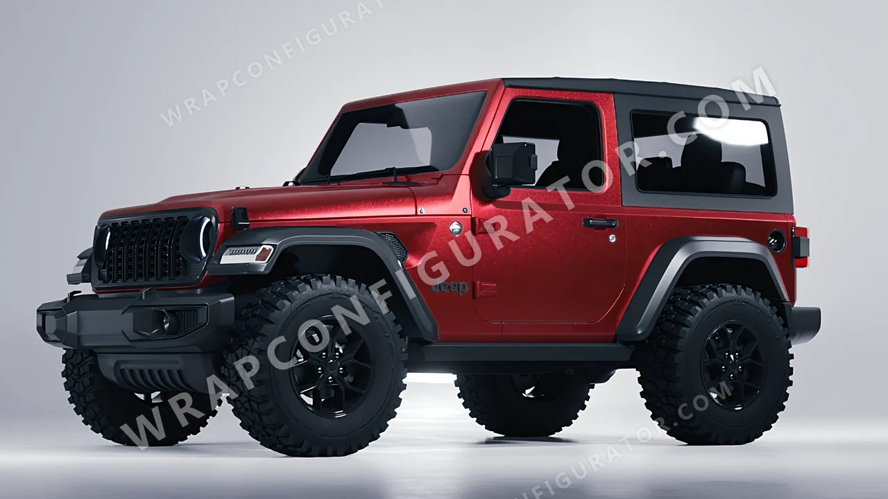 Grey Jeep Wrangler Willys 2024 wrapped in KPMF Matt Iced Red Titanium K75506