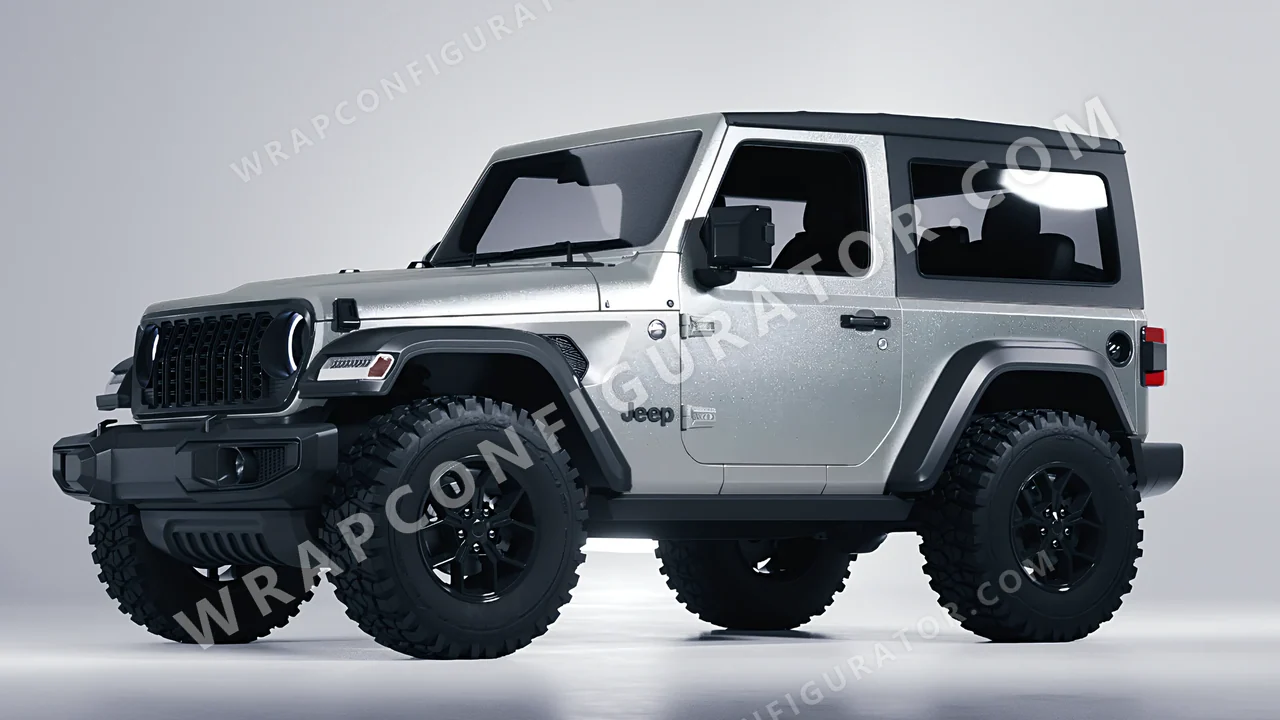Grey Jeep Wrangler Willys 2024 wrapped in KPMF Matt Iced Silver Titanium K75501