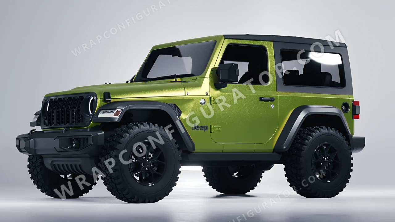 Grey Jeep Wrangler Willys 2024 wrapped in KPMF Matt Iced Yellow Titanium K75534
