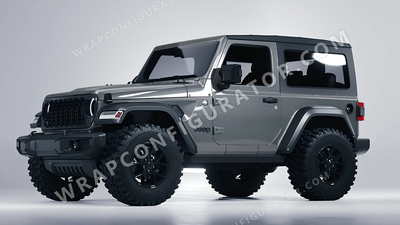 Grey Jeep Wrangler Willys 2024 wrapped in ORACAL Aluminium 970RA-908G