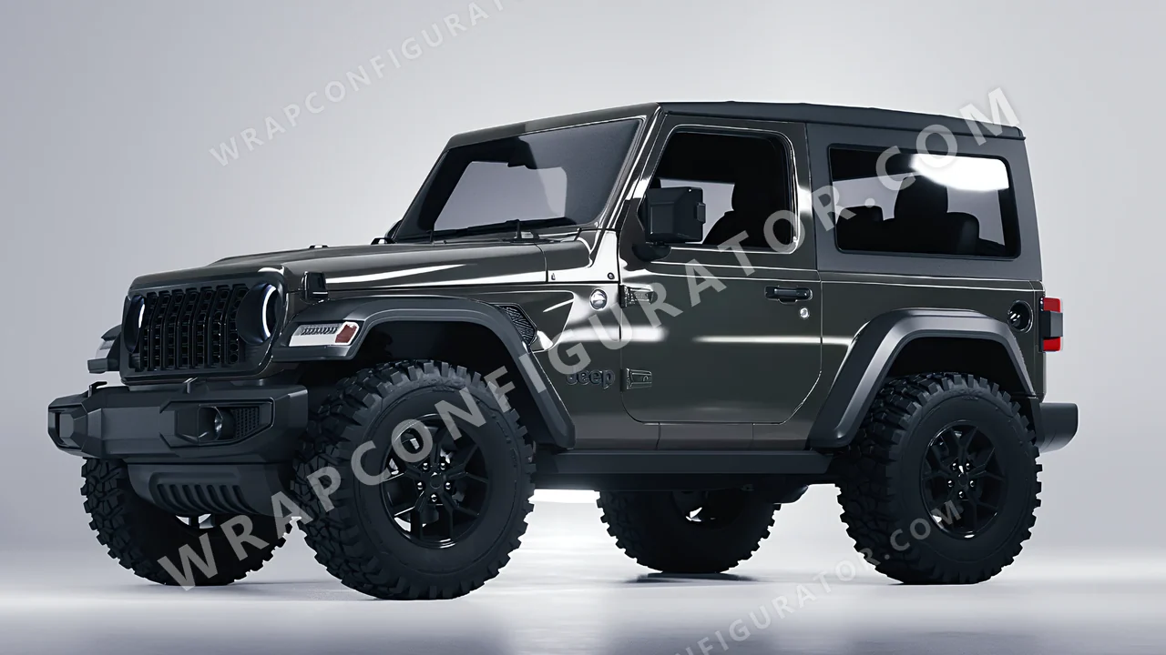 Grey Jeep Wrangler Willys 2024 wrapped in ORACAL Dark Grey 970RA-073G