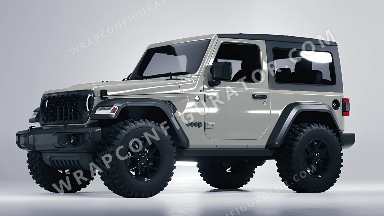 Grey Jeep Wrangler Willys 2024 wrapped in ORACAL Ice Grey 970RA-724G