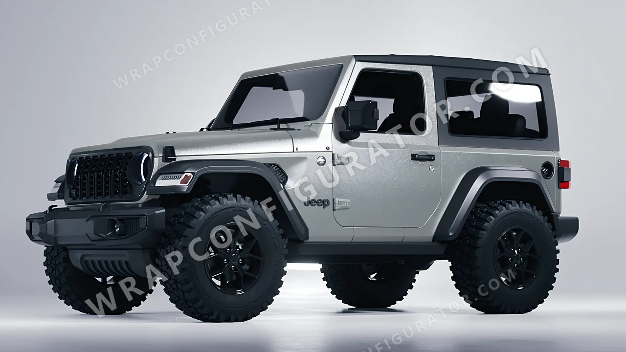 Grey Jeep Wrangler Willys 2024 wrapped in ORACAL Silver Grey 970RA-090M