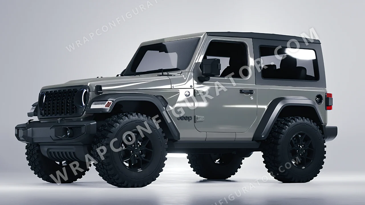 Grey Jeep Wrangler Willys 2024 wrapped in ORACAL Simple Grey 970RA-730G