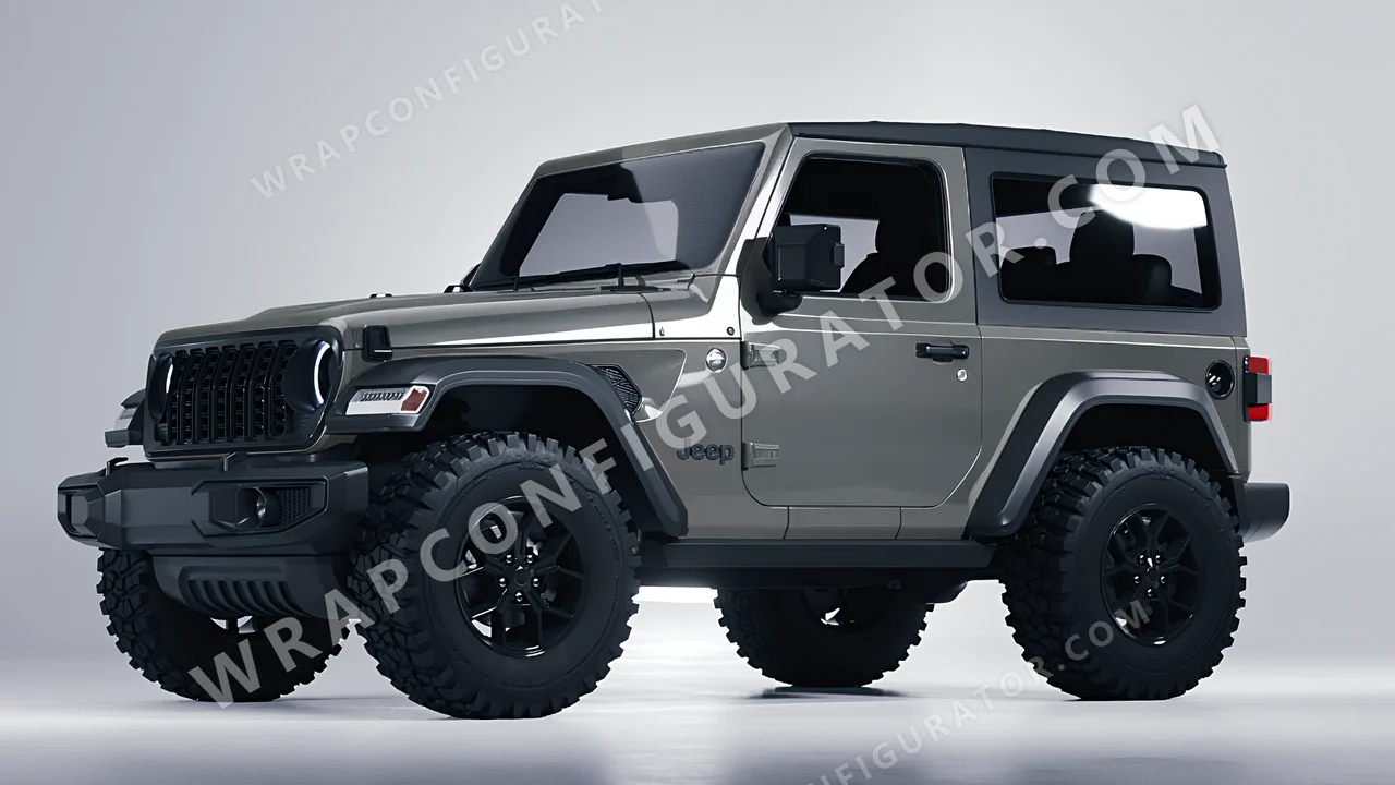 Grey Jeep Wrangler Willys 2024 wrapped in ORACAL Tin 970RA-933G