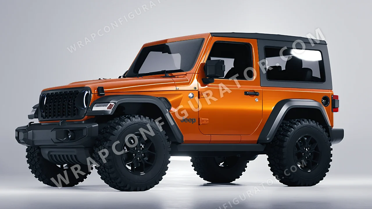 Orange Jeep Wrangler Willys 2024 wrapped in 3M Gloss Burnt Orange G14