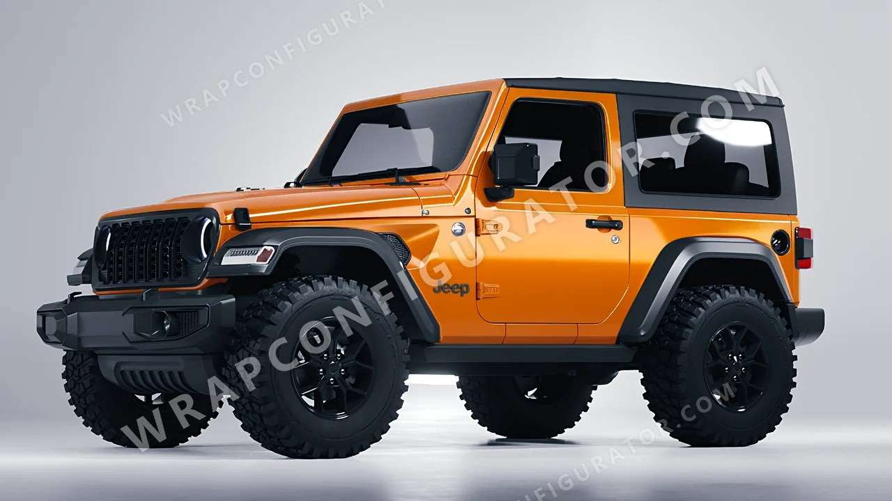 Orange Jeep Wrangler Willys 2024 wrapped in 3M Gloss Deep Orange G24