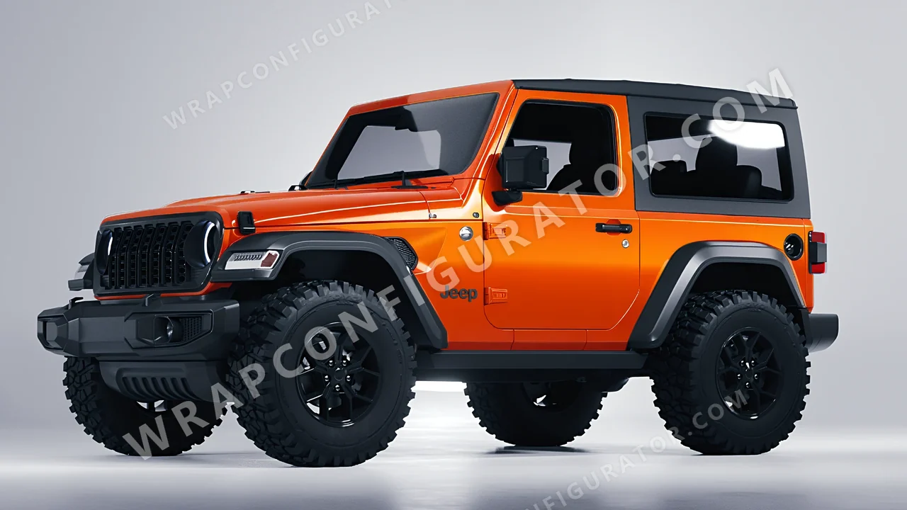Orange Jeep Wrangler Willys 2024 wrapped in 3M Gloss Fiery Orange G364