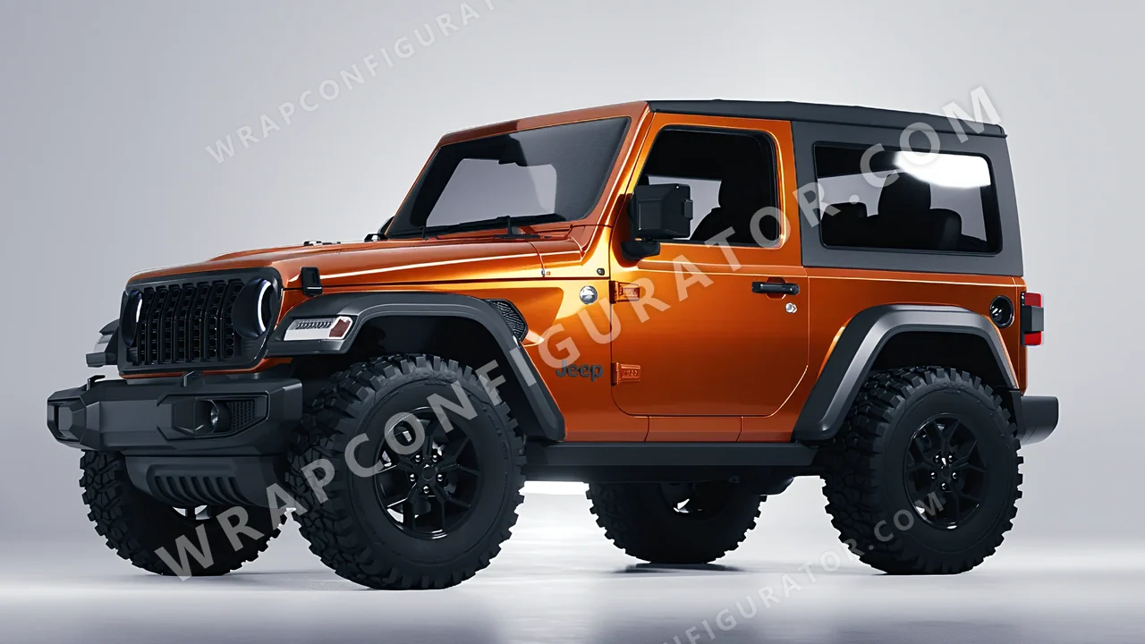 Orange Jeep Wrangler Willys 2024 wrapped in 3M Gloss Liquid Copper G344