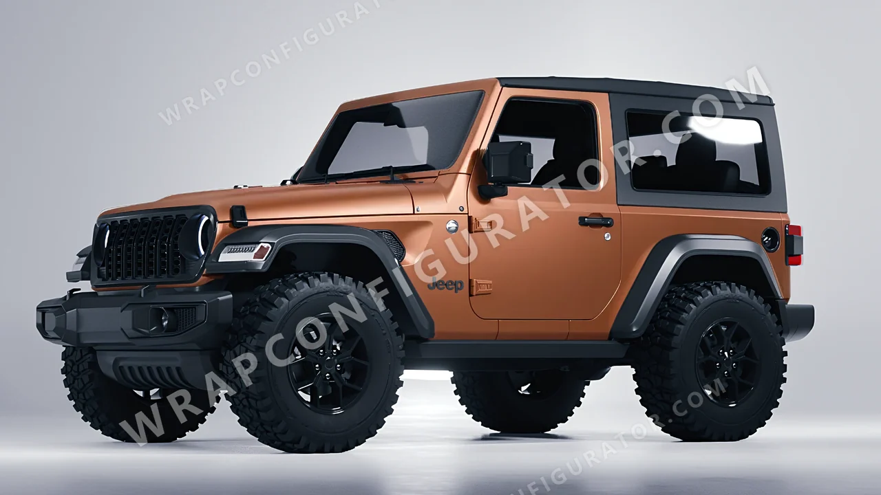 Orange Jeep Wrangler Willys 2024 wrapped in 3M Matte Copper Metallic M229