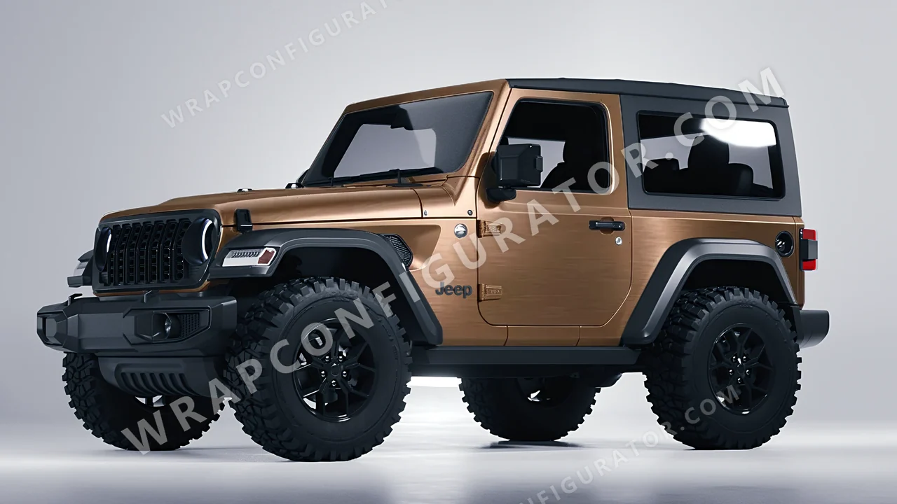 Orange Jeep Wrangler Willys 2024 wrapped in Avery Dennison Brushed Bronze SW900-933-X