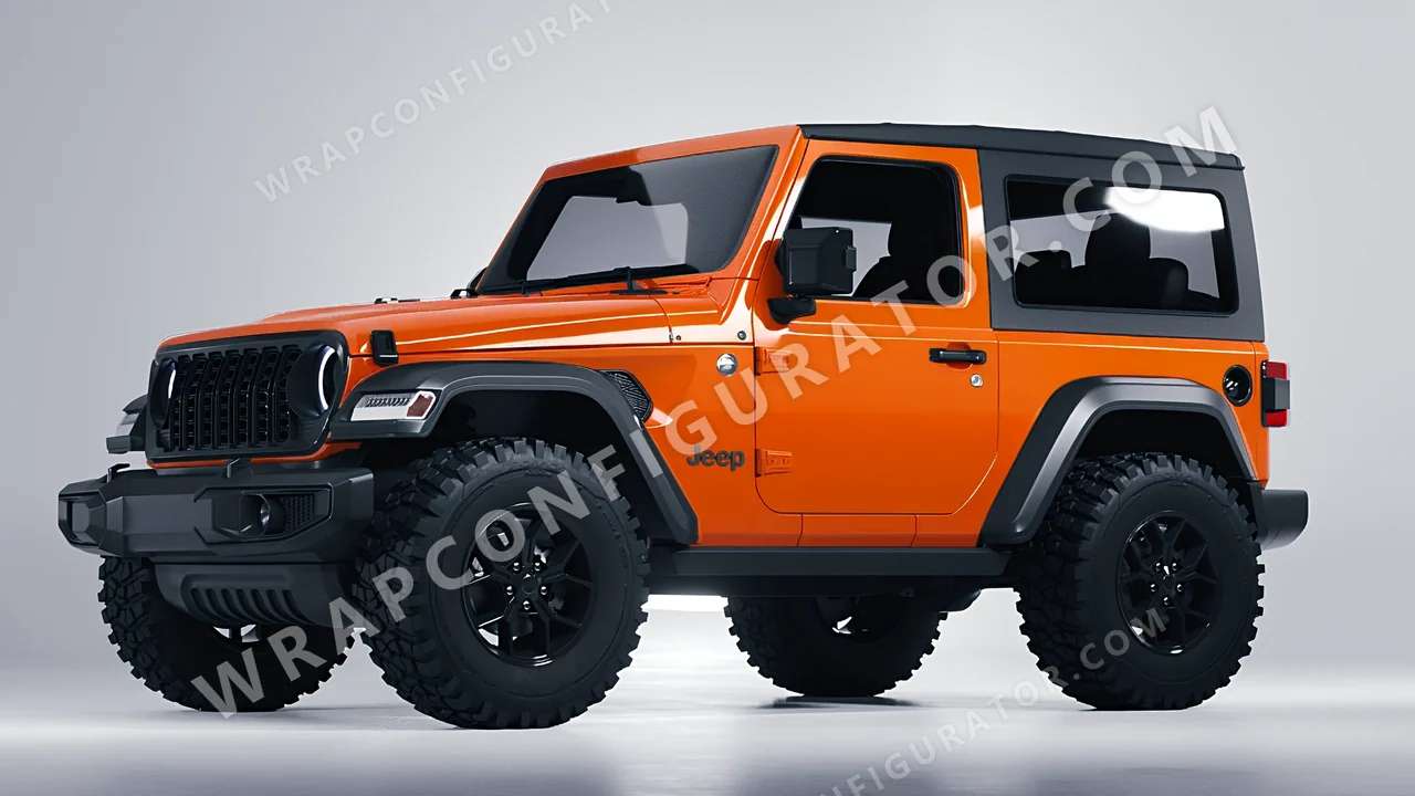 Orange Jeep Wrangler Willys 2024 wrapped in Avery Dennison Orange SW900-373-O