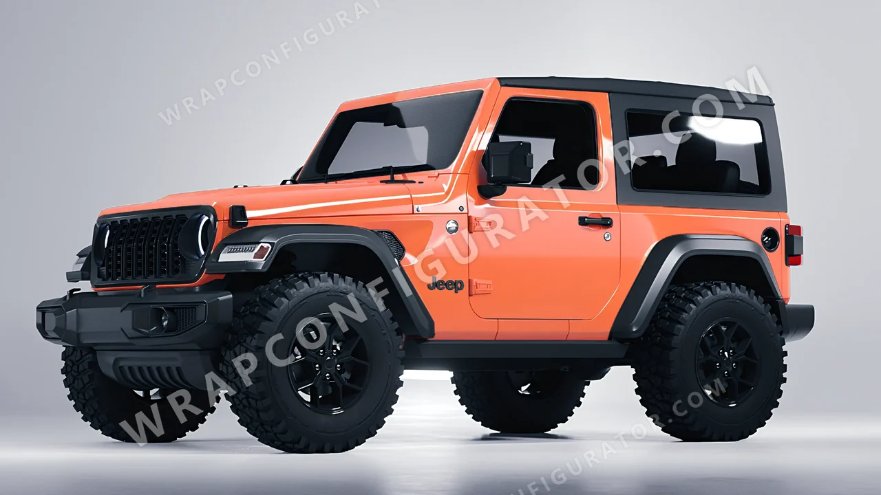 Orange Jeep Wrangler Willys 2024 wrapped in Colourshield PPF by HyperPro Retro Orange HGF64-P