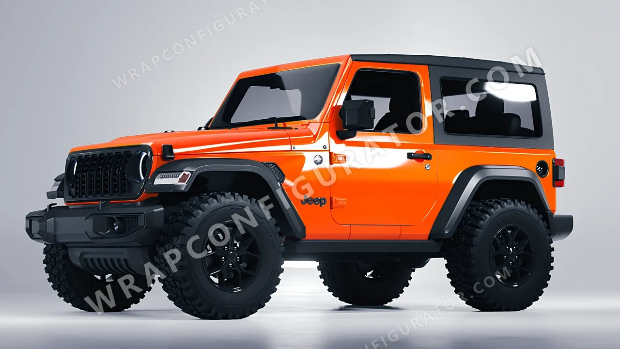 Orange Jeep Wrangler Willys 2024 wrapped in Inozetek Dynamic PPF Solar Flame DPPF713