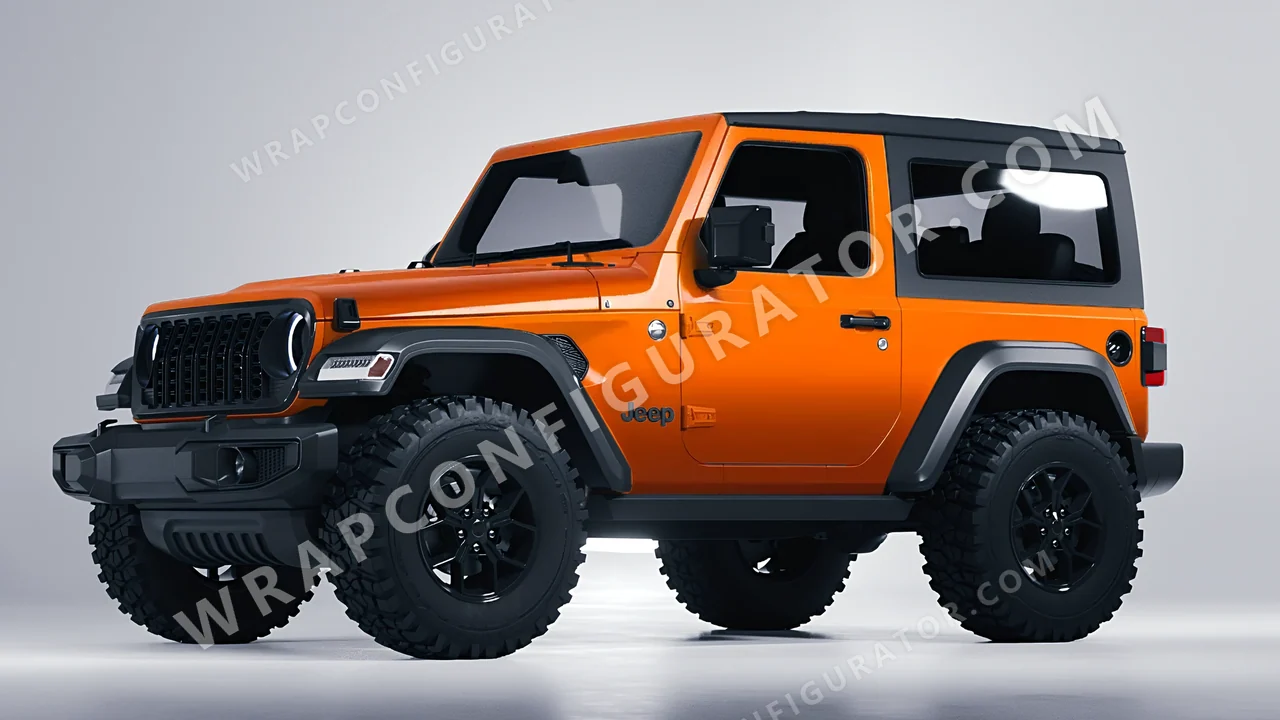 Orange Jeep Wrangler Willys 2024 wrapped in ORACAL Tangerine Dream 970RA-959G