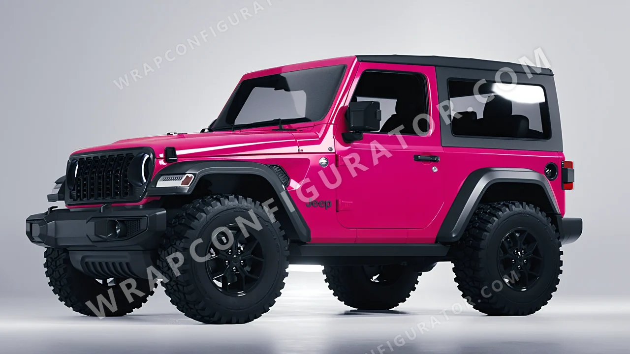Pink Jeep Wrangler Willys 2024 wrapped in Avery Dennison Pool Party Pink SW900-517-O