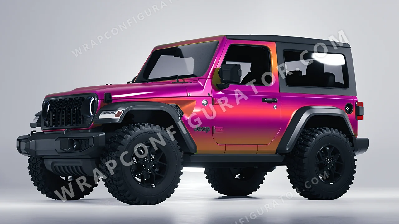 Pink Jeep Wrangler Willys 2024 wrapped in Colourshield PPF by HyperPro Daybreak Pink GB02-P