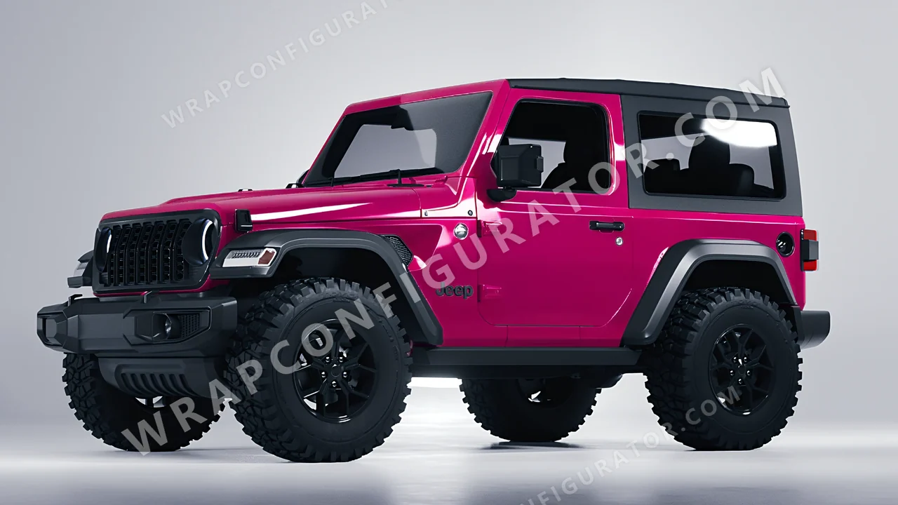 Pink Jeep Wrangler Willys 2024 wrapped in Colourshield PPF by HyperPro Deep Pink HGF60-P