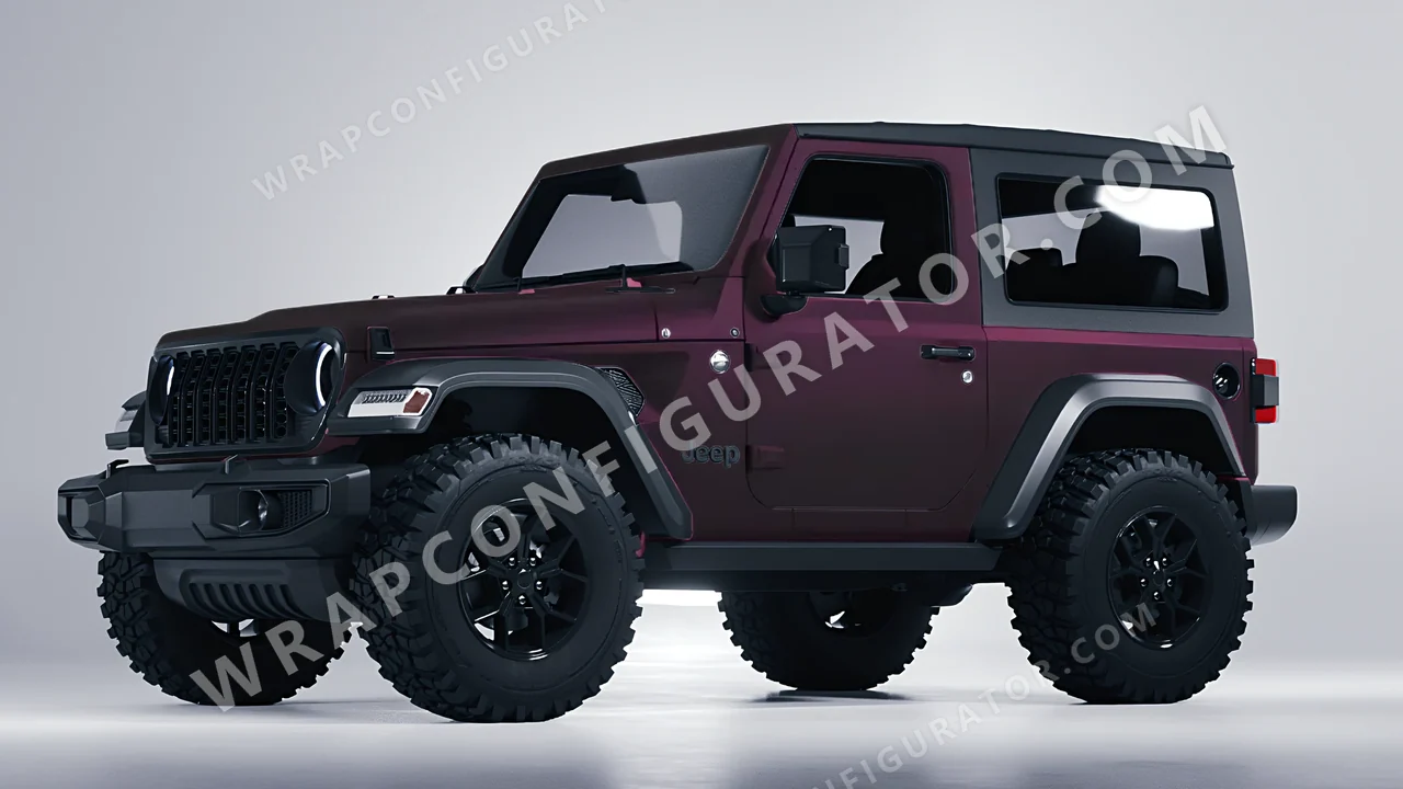 Pink Jeep Wrangler Willys 2024 wrapped in KPMF Frozen Mystic Pink Matt K75575