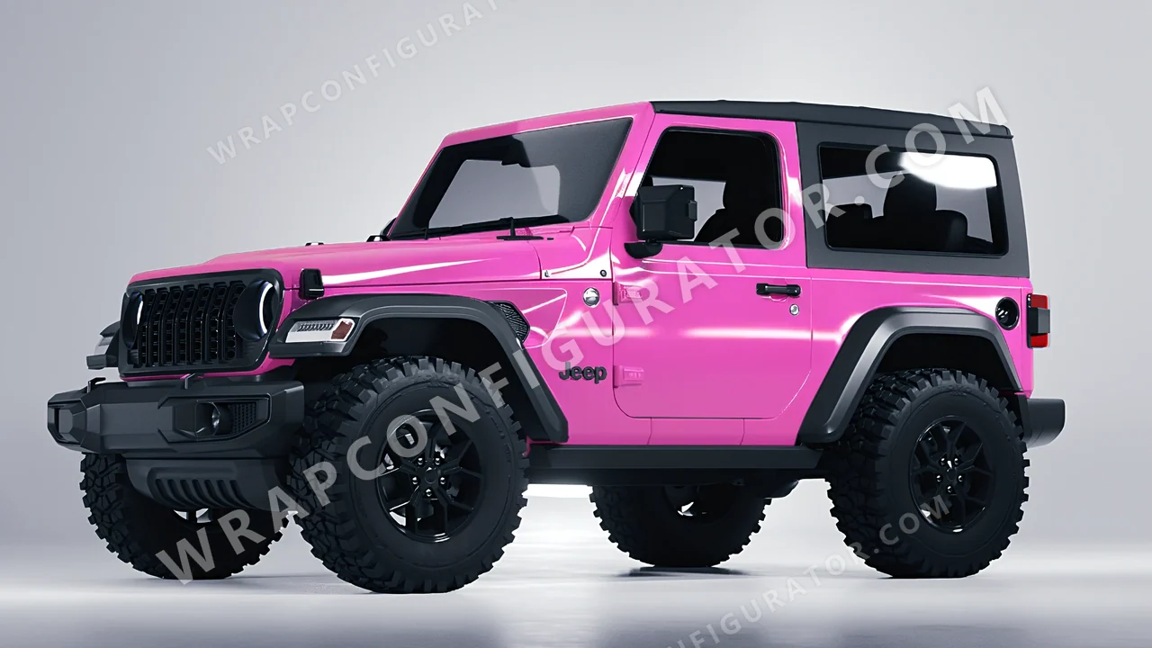 Pink Jeep Wrangler Willys 2024 wrapped in ORACAL Soft Pink 970RA-045G