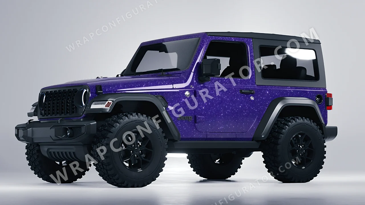 Purple Jeep Wrangler Willys 2024 wrapped in Avery Dennison Purple SW900-587-D