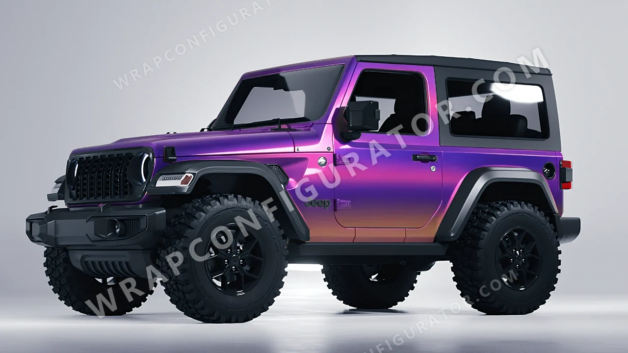 Purple Jeep Wrangler Willys 2024 wrapped in Colourshield PPF by HyperPro Afterglow Purple GB03-P