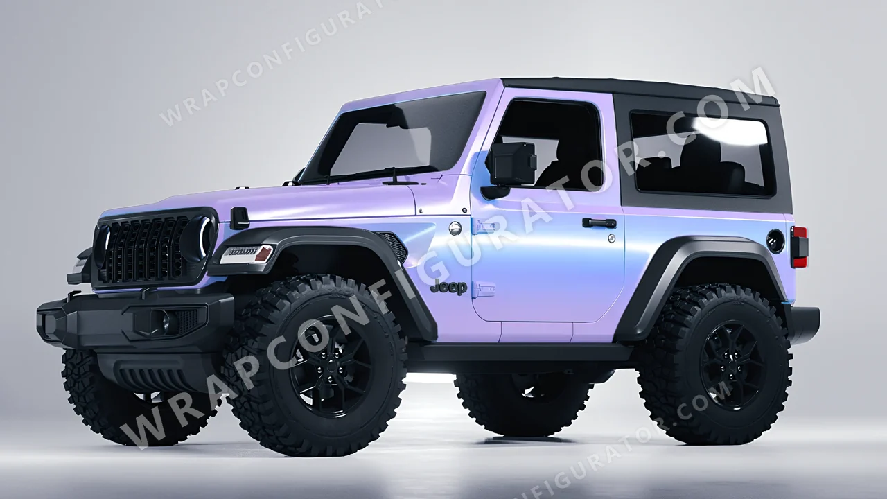 Purple Jeep Wrangler Willys 2024 wrapped in Colourshield PPF by HyperPro Aurora Purple CGM08-P
