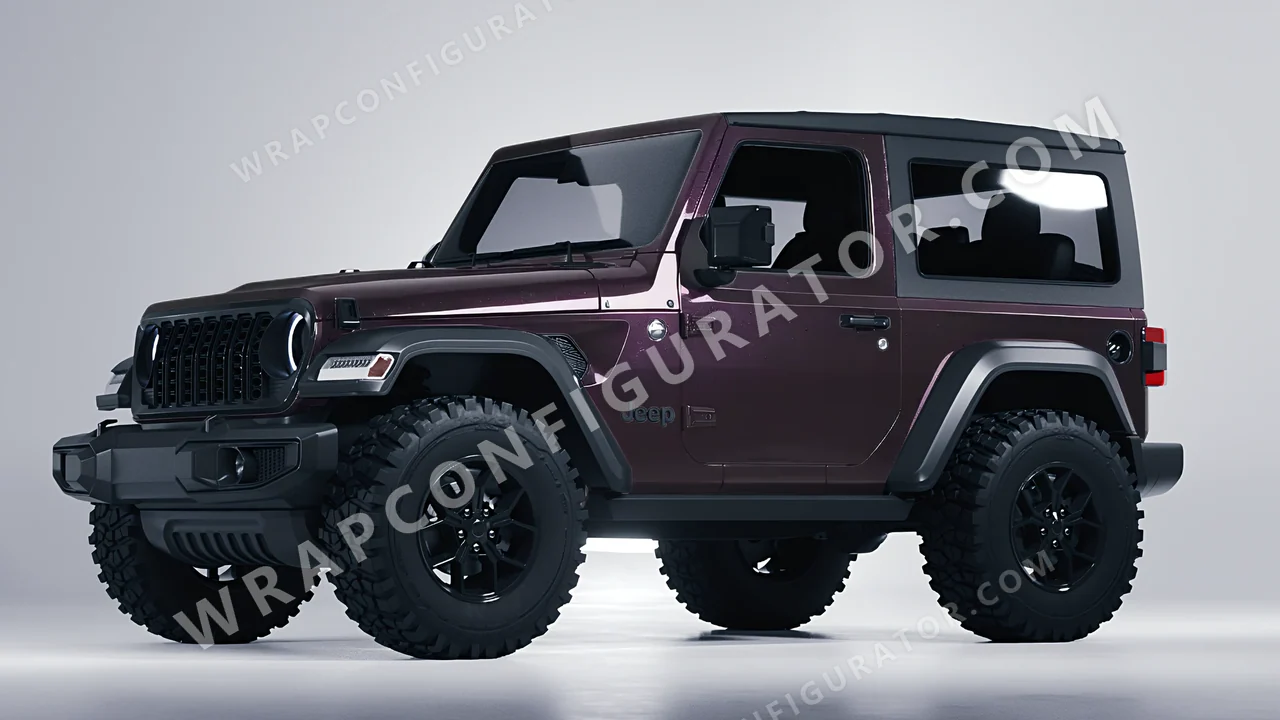 Purple Jeep Wrangler Willys 2024 wrapped in Colourshield PPF by HyperPro Faded Purple GAF57-P