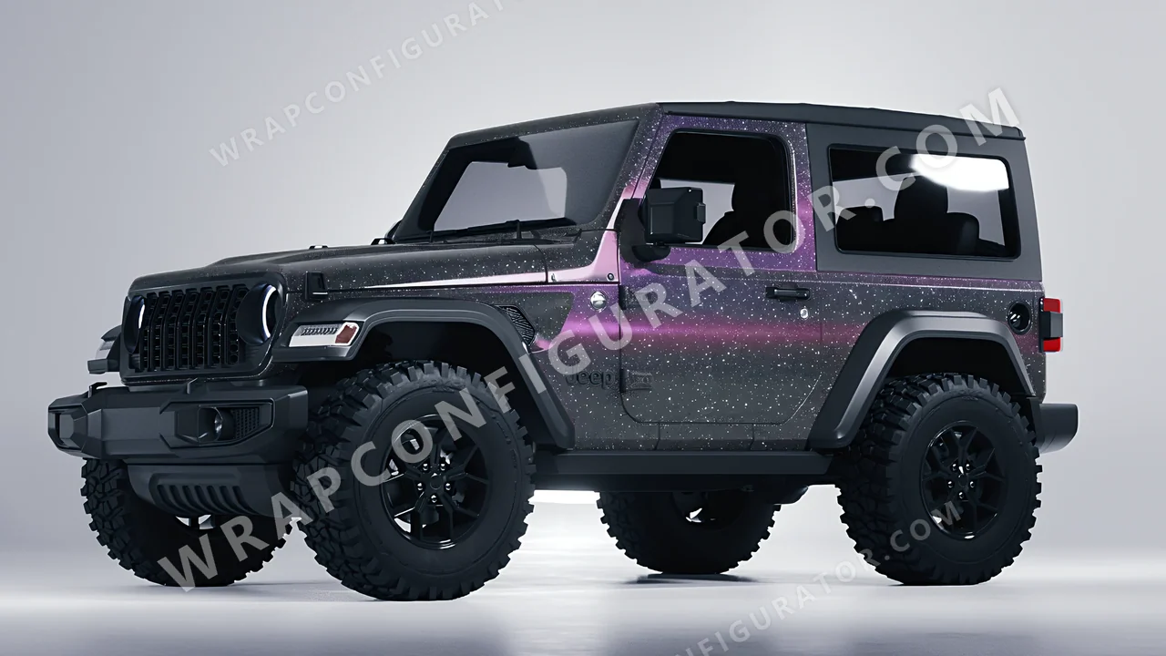 Purple Jeep Wrangler Willys 2024 wrapped in Colourshield PPF by HyperPro Gray/Purple CG07-P
