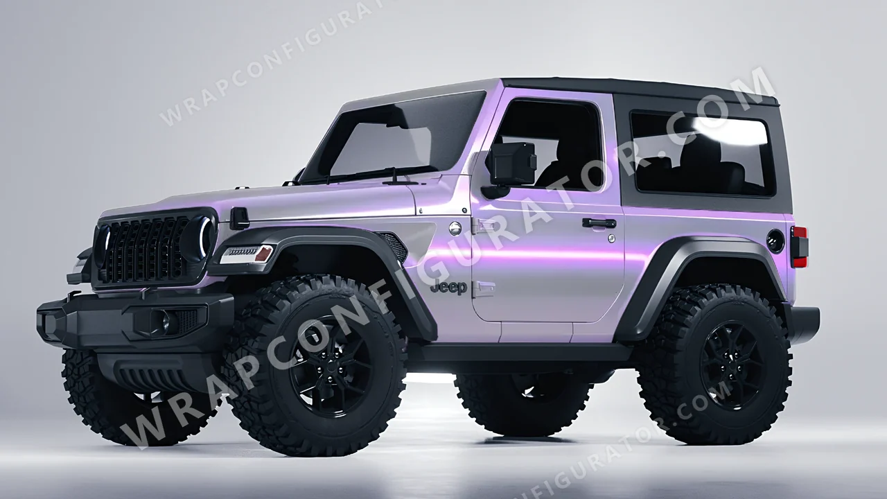 Purple Jeep Wrangler Willys 2024 wrapped in Colourshield PPF by HyperPro Gray Purple CGM07-P