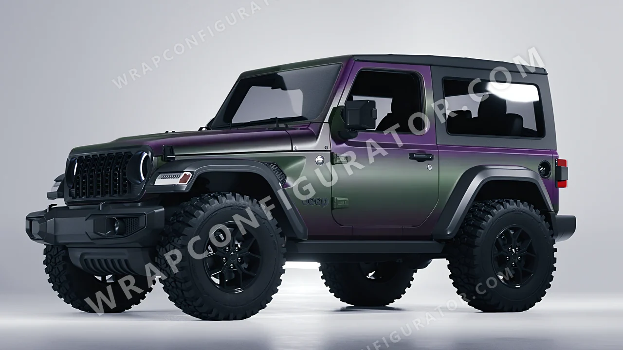 Purple Jeep Wrangler Willys 2024 wrapped in Colourshield PPF by HyperPro Gray/Purple MSF47-P