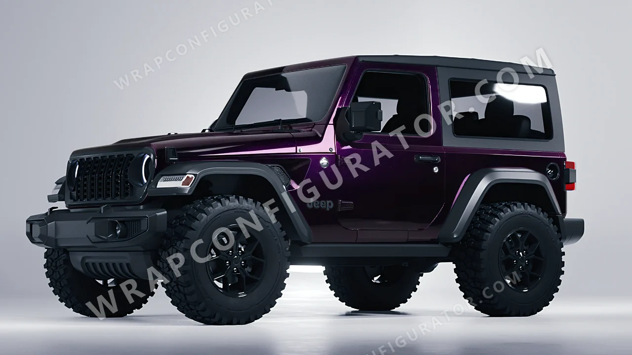 Purple Jeep Wrangler Willys 2024 wrapped in Colourshield PPF by HyperPro Midnight Purple GAF47-P