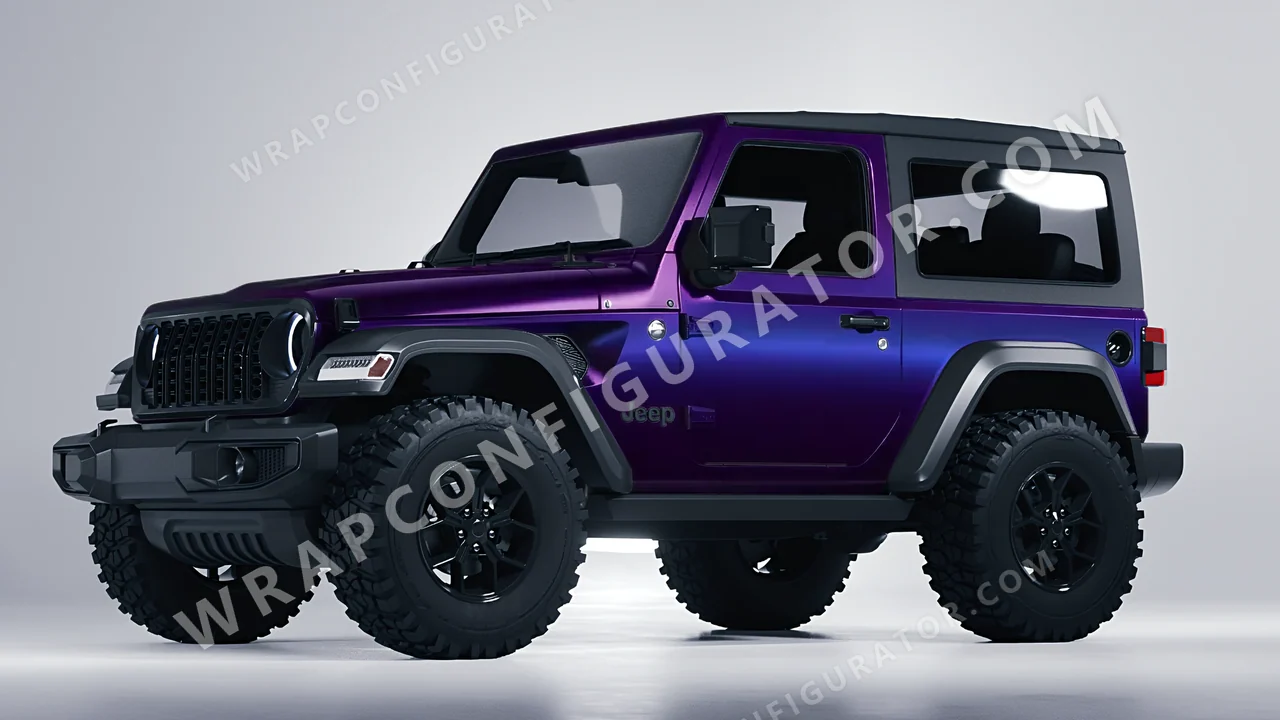 Purple Jeep Wrangler Willys 2024 wrapped in Colourshield PPF by HyperPro Midnight Purple MSF52-P