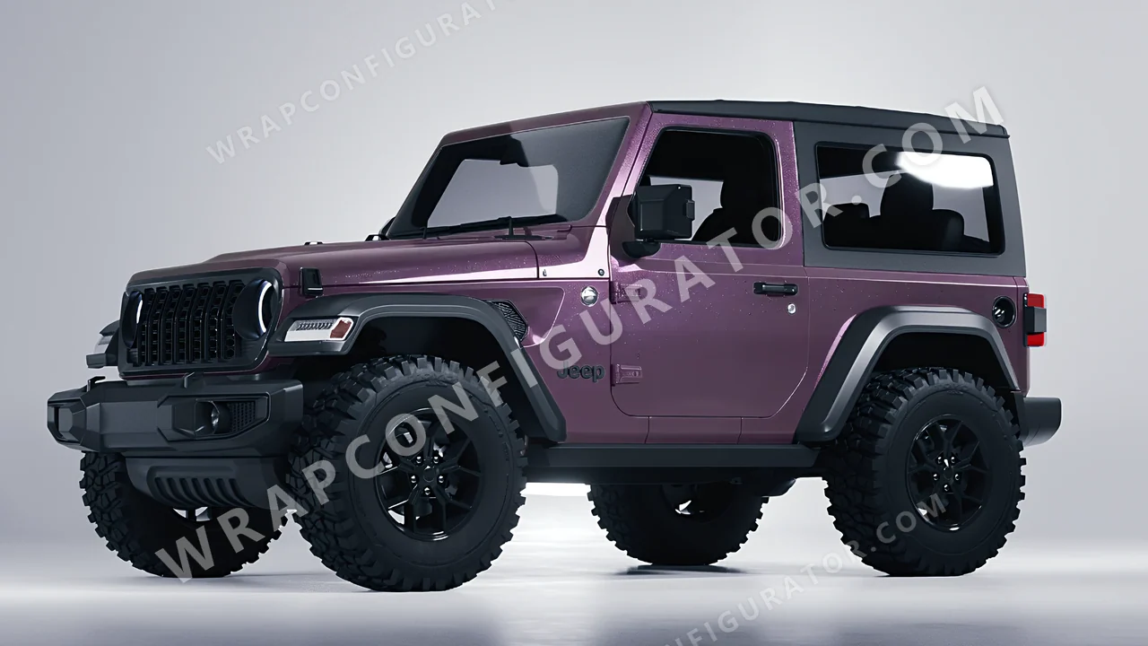 Purple Jeep Wrangler Willys 2024 wrapped in Colourshield PPF by HyperPro Smoke Purple GAF22-P