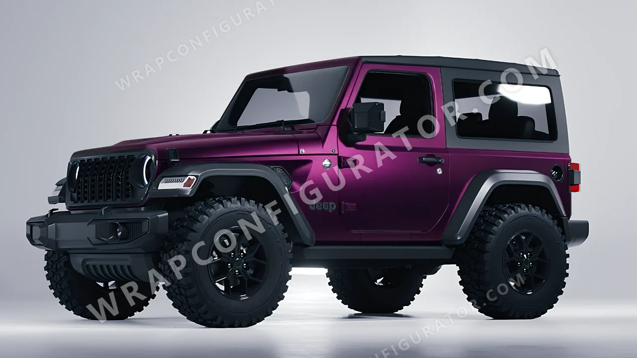 Purple Jeep Wrangler Willys 2024 wrapped in Inozetek Dynamic PPF Midnight Purple DPPF801