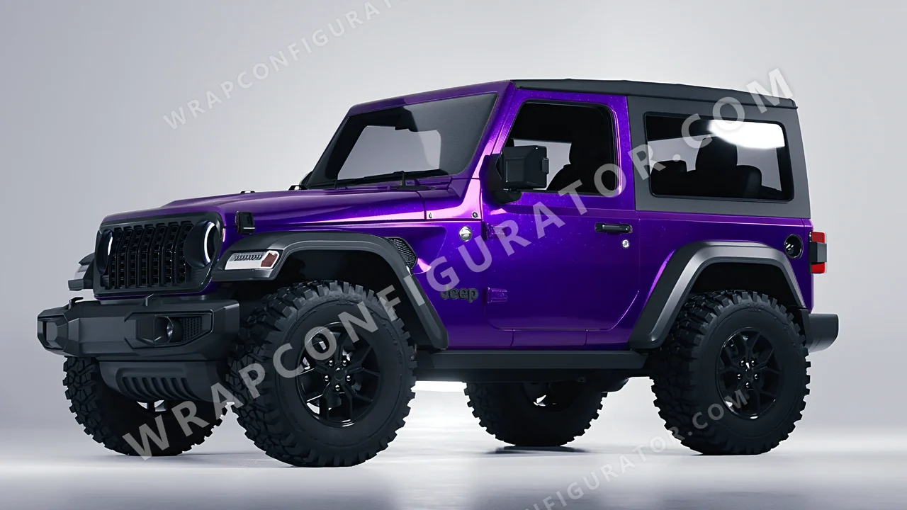 Purple Jeep Wrangler Willys 2024 wrapped in Inozetek Dynamic PPF Midnight Purple DPPF901