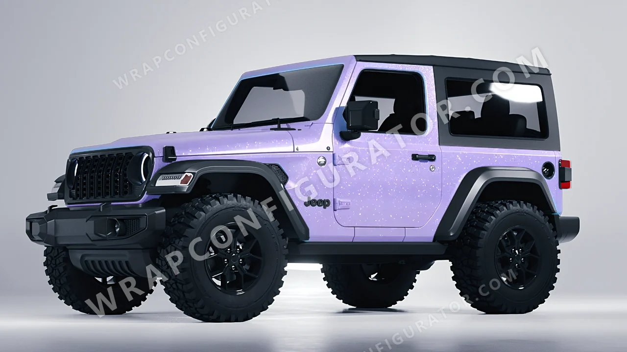 Purple Jeep Wrangler Willys 2024 wrapped in Inozetek Dynamic PPF Purple DPPF939