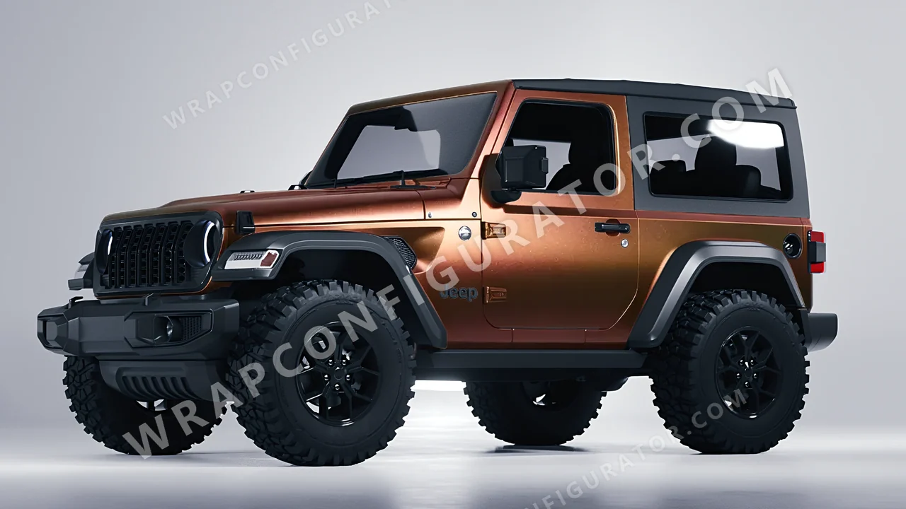 Red Jeep Wrangler Willys 2024 wrapped in 3M Satin Flip Volcanic Flare SP236