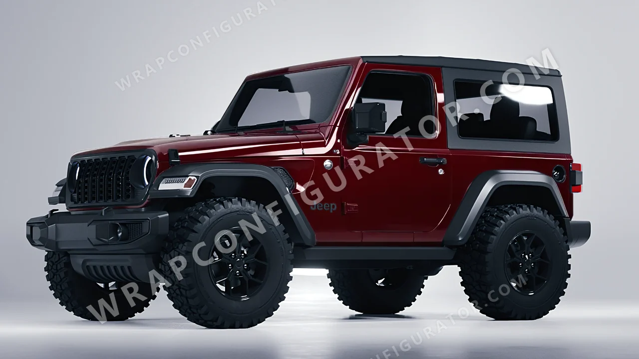 Red Jeep Wrangler Willys 2024 wrapped in Avery Dennison Burgundy SW900-475-O