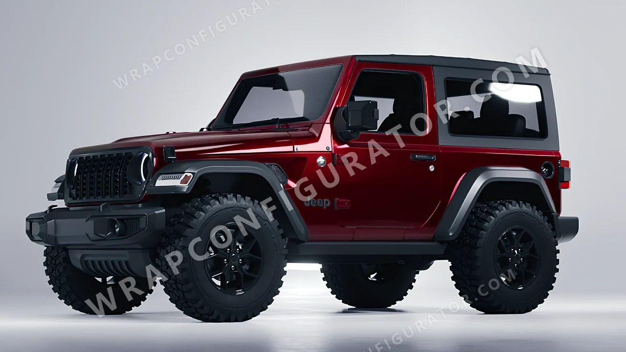 Red Jeep Wrangler Willys 2024 wrapped in Colourshield PPF by HyperPro Blood Red HGM75-P